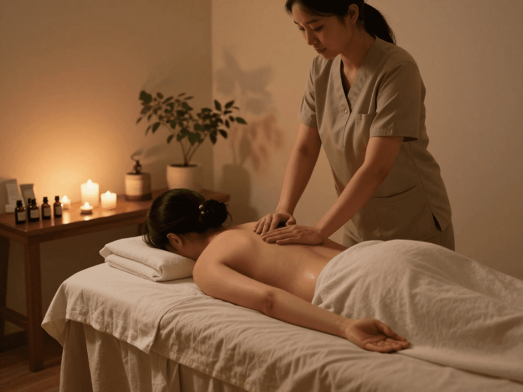 Experience of 의정부출장안마 in a serene massage therapy room with soothing atmosphere.