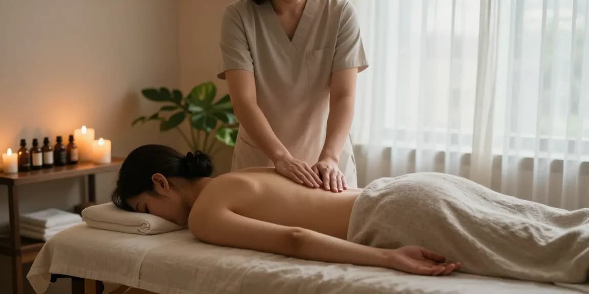 Calming 마포출장안마 session in a serene massage therapy room with soothing ambiance.