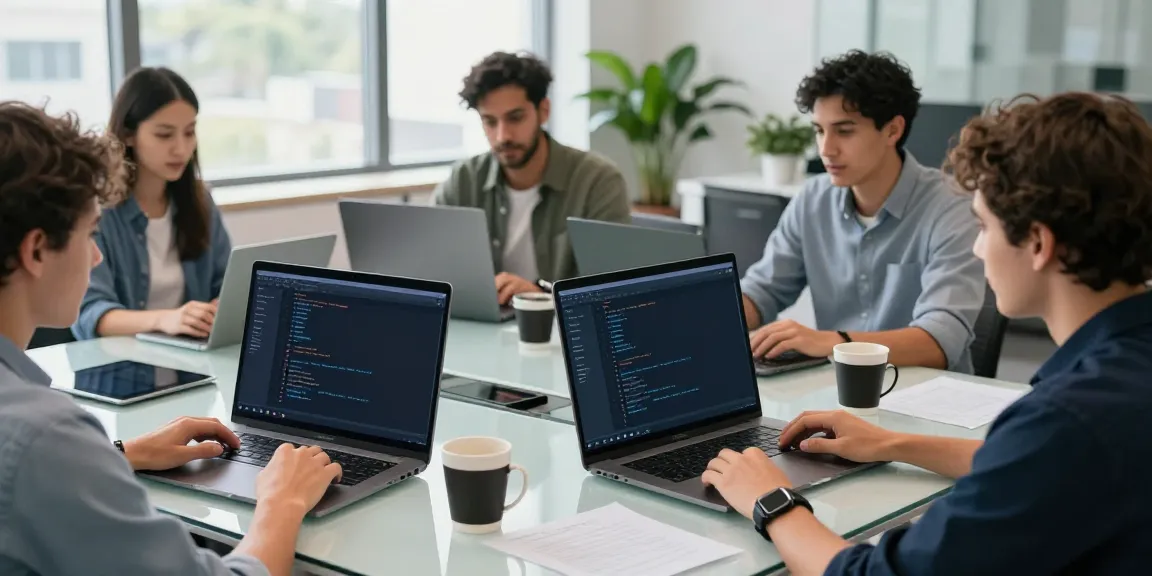 Dynamic tech workspace showing collaboration on cryptocurrency projects at https://internet-money.co.