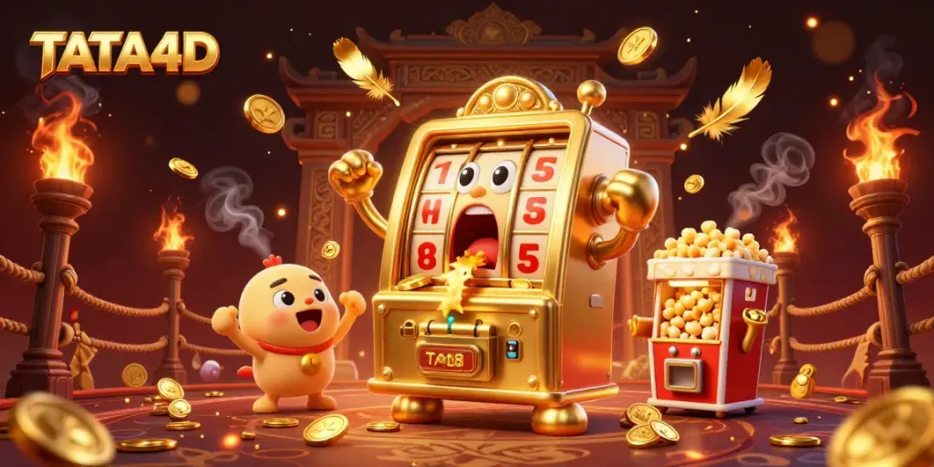 Experience thrilling jackpots with TATA4D's animated golden slot machine and cheering baby slots.