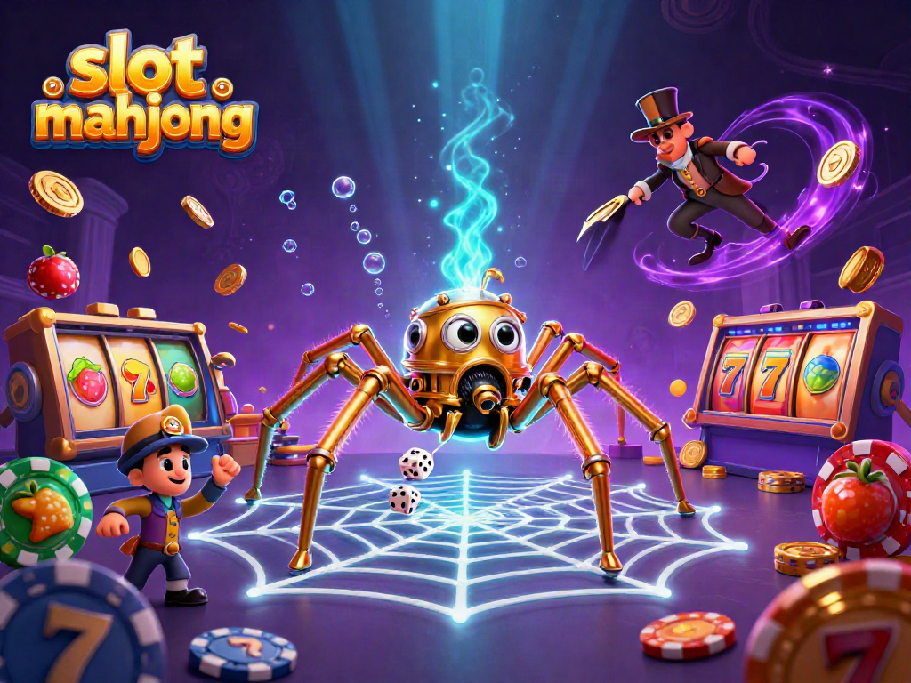 Experience the excitement of slot mahjong with a dynamic scene of steampunk characters and slot game elements.