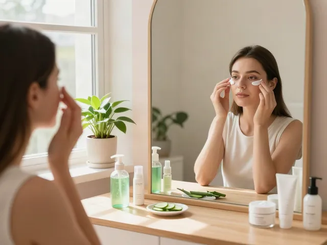 Augenringe wegbekommen mit Augencreme in einem einladenden Schönheitssalon.