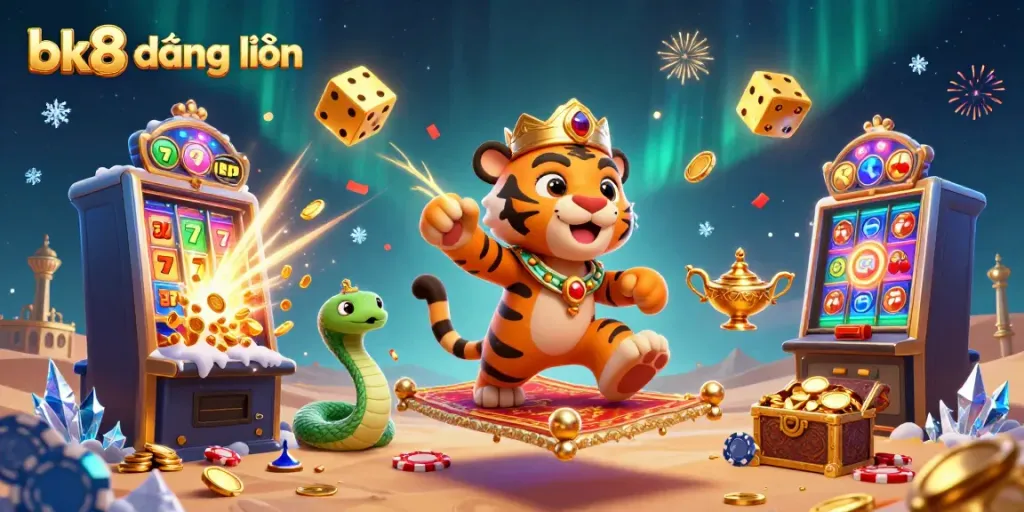 Experience the thrill of bk8 đăng nhập with vibrant casino visuals and jackpot excitement in a magical scene.