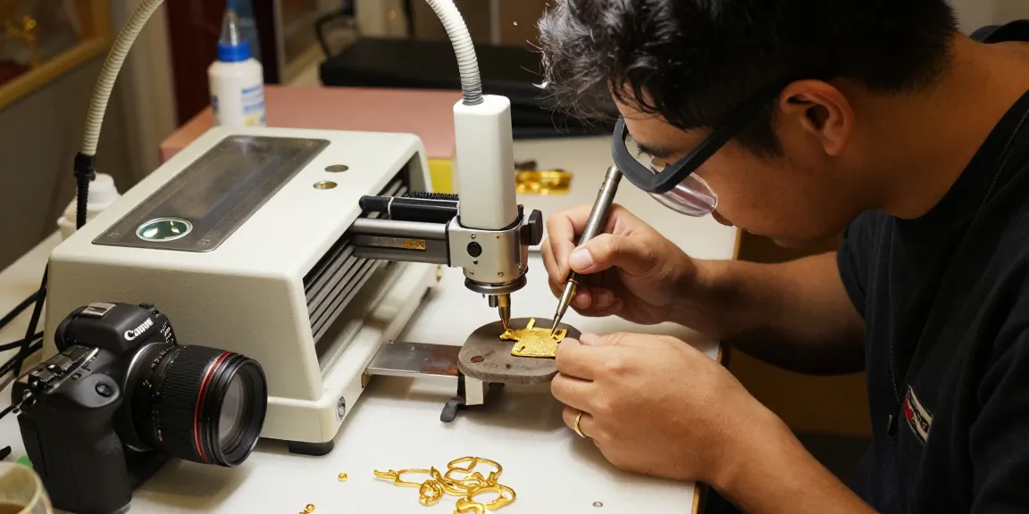 Proses pemotongan laser pada emas berkualitas di workshop EMAS88 yang inovatif.