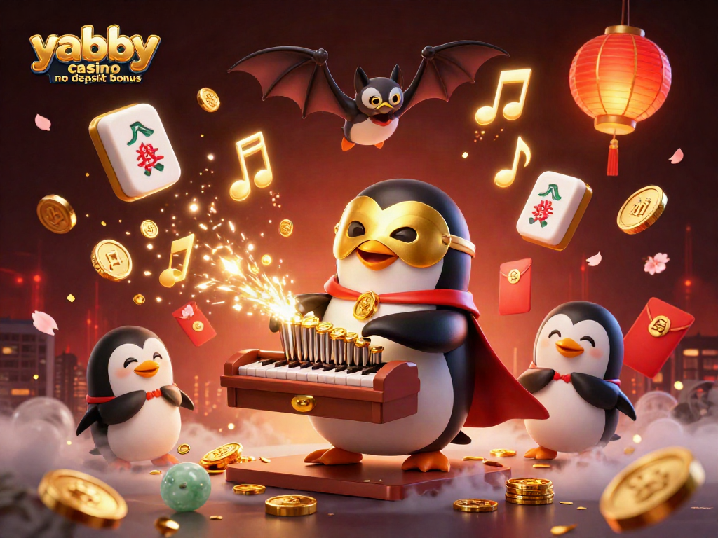 Get exciting with the yabby casino no deposit bonus while a penguin plays golden coins from an organ.