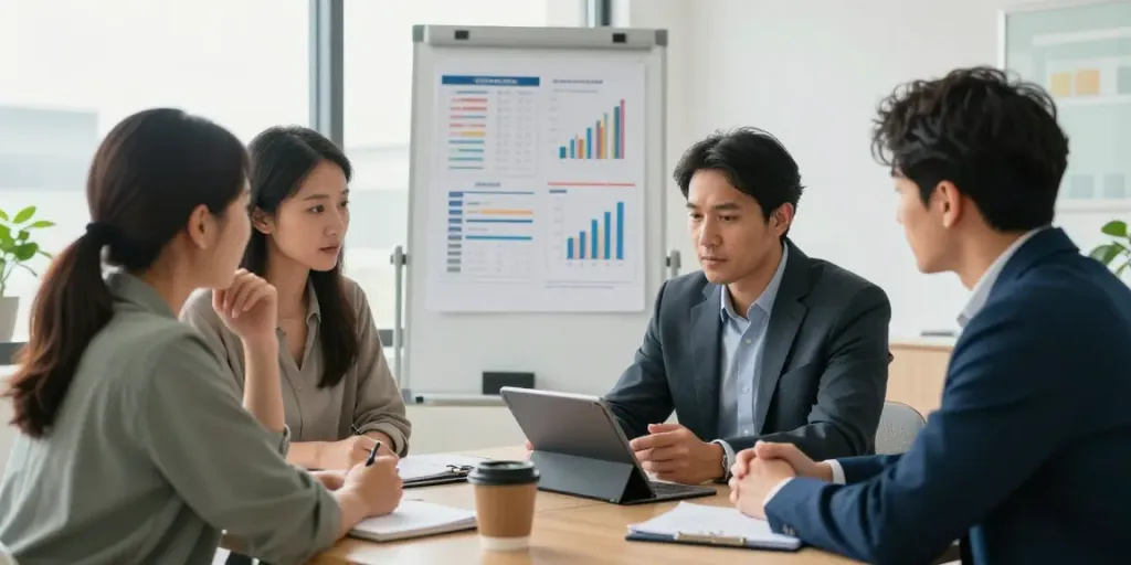 Ed Rempel review of financial advice in a professional consultation scene with engaged clients.