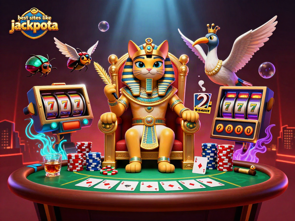 Play and win with the best sites like jackpota featuring vibrant casino elements and characters.