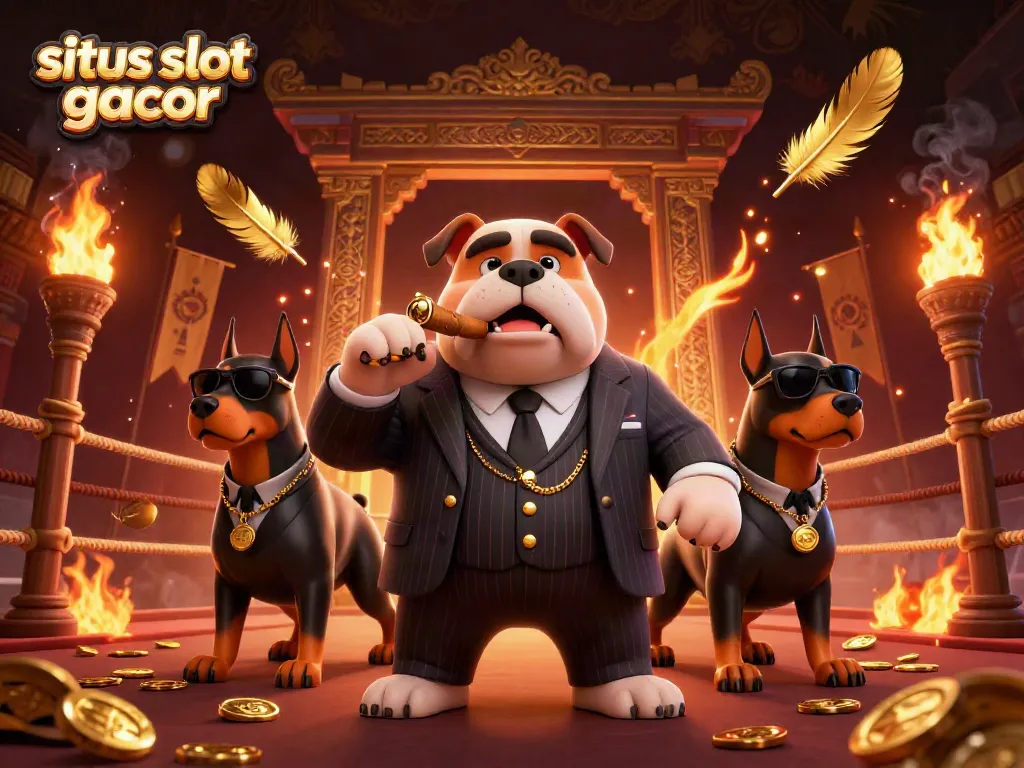 Experience thrilling gameplay at situs slot gacor with mafia boss and bodyguards in an exciting casino scene.