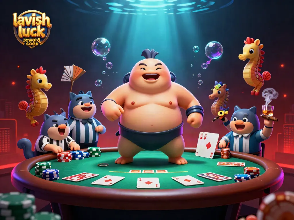 Engage with exciting gameplay using the lavish luck reward code in this vibrant casino-themed illustration.