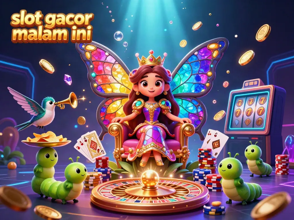 Spin the reels of slot gacor malam ini with vibrant characters in a rich casino atmosphere.