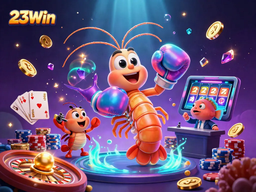 Experience thrilling moments at 23Win with vibrant casino action scenes of exciting game elements.