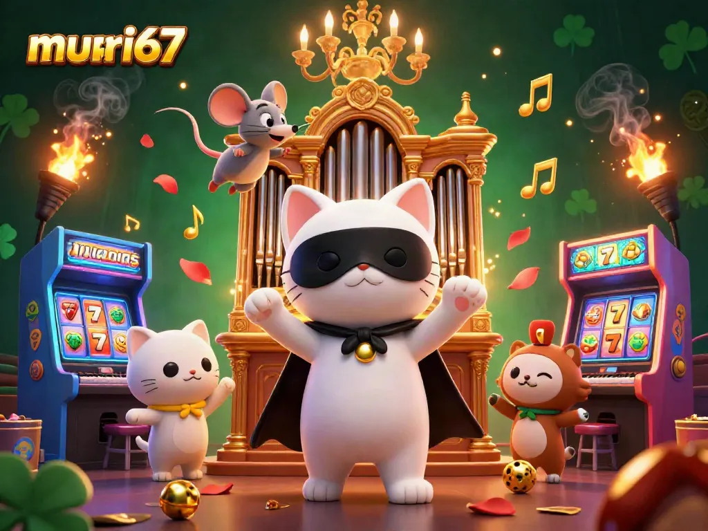 Experience the thrill of murai67 with a dynamic casino illustration showcasing slots and vibrant game elements.