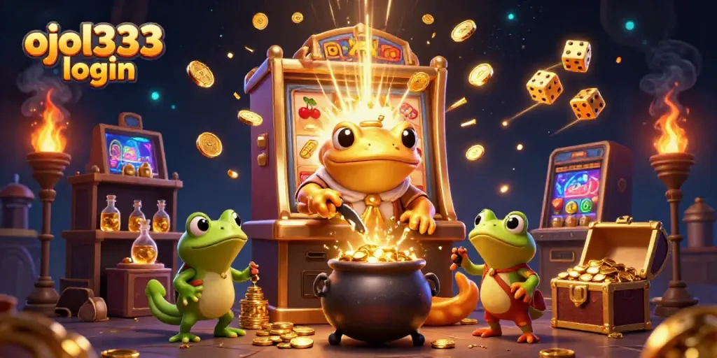 Experience thrilling gameplay with ojol333 login in this vibrant casino scene filled with golden rewards.