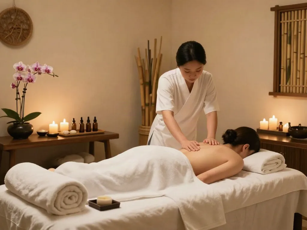 다낭 밤문화에서의 럭셔리 마사지 스파 트리트먼트 모습, 편안한 환경에서의 휴식과 재충전