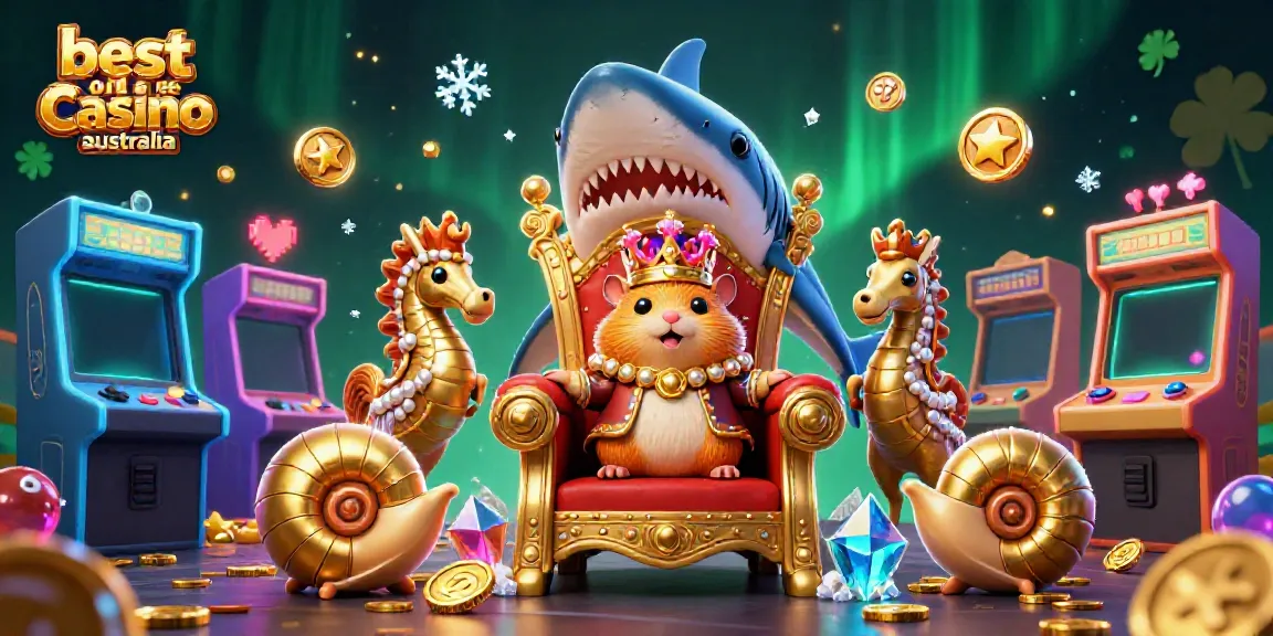 Experience winning excitement at the best online casino Australia with a golden hamster king and vibrant gaming elements.