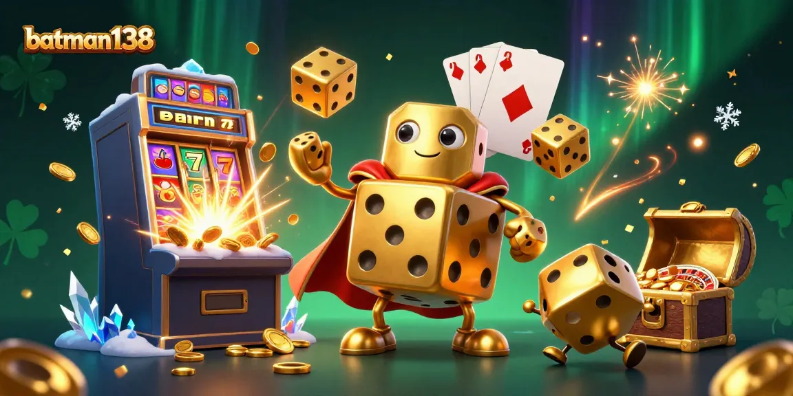 Experience the excitement of batman138 with golden dice and jackpot explosions in a vivid casino scene.