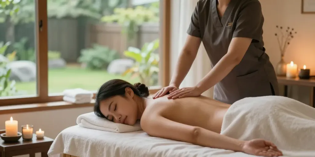 송파출장마사지 therapy session in serene spa environment with calming ambiance.
