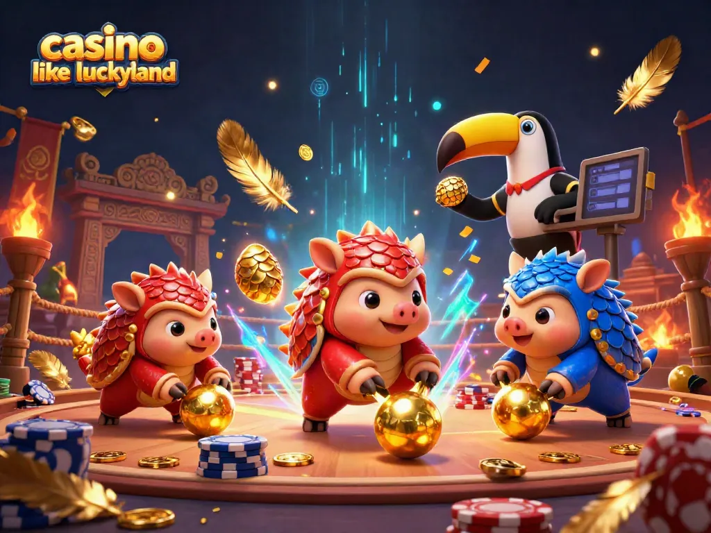 Experience a thrilling bowl of competitive fun at a casino like luckyland with pangolins and poker chips.