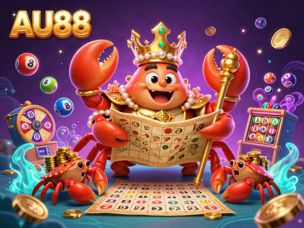 Engage with the vibrant world of AU88, where a golden crab emperor symbolizes winning opportunities in gambling.