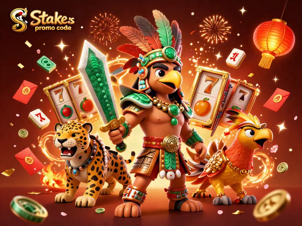 Claim your rewards now with the stake.us promo code in a vibrant casino-themed scene.