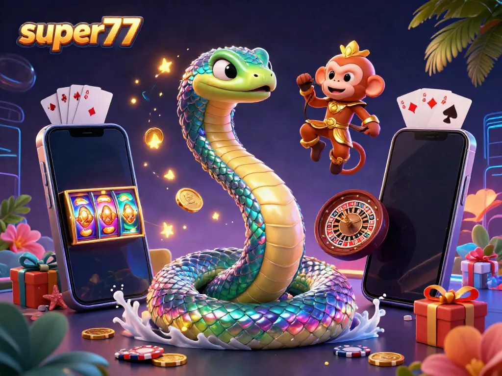 Spin the reels and win with the vibrant characters of super77 amidst exciting gaming elements.