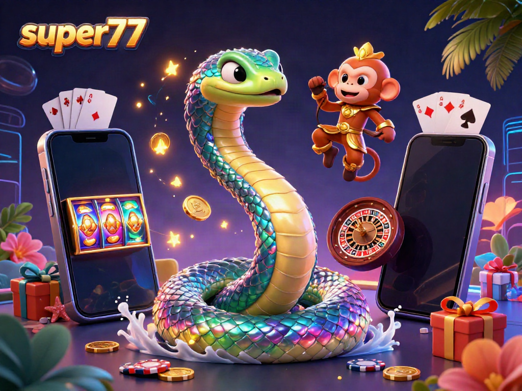 Spin the reels and win with the vibrant characters of super77 amidst exciting gaming elements.