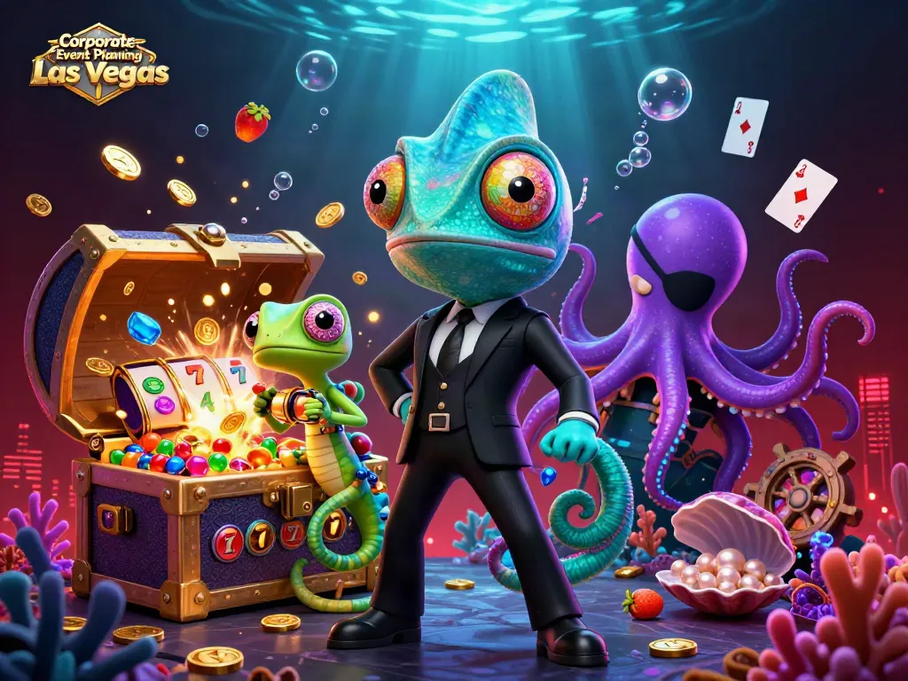 Experience top-tier Corporate Event Planning Las Vegas with dynamic gaming themes and vibrant visuals.
