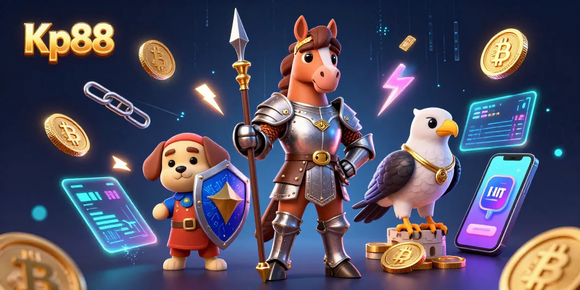 Kp88 engaging players with crypto rewards and thrilling gaming action in a vibrant casino illustration
