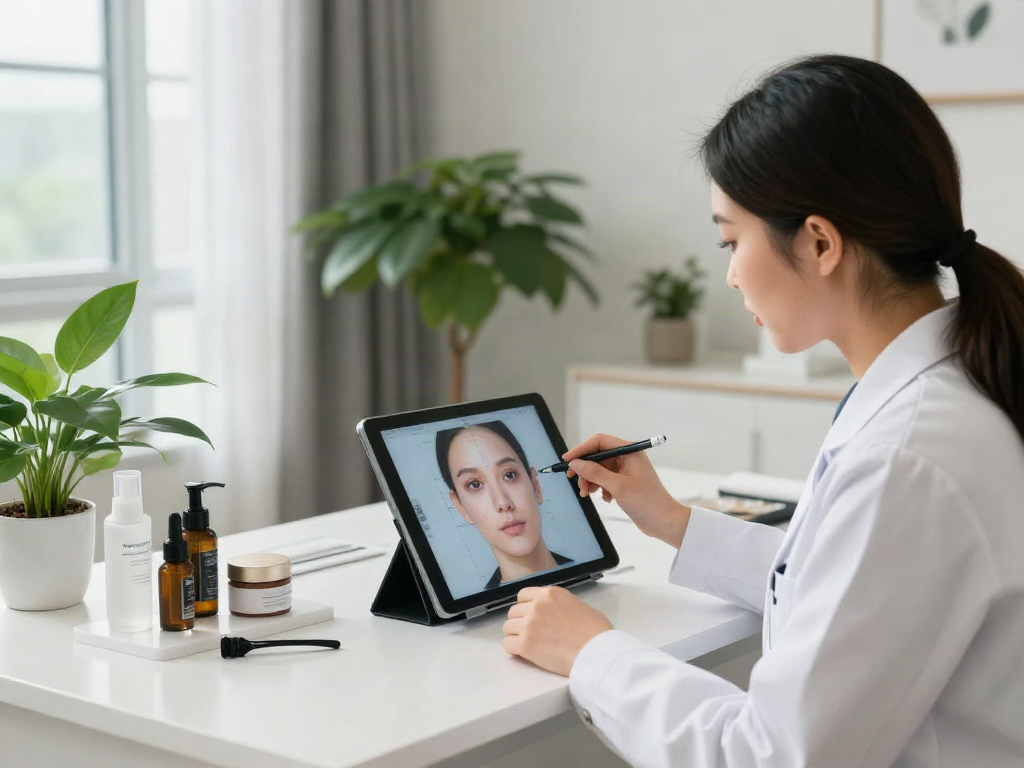 ClinicEvo is a better alternative to QOVES in a beauty consultation with expert analyzing facial features