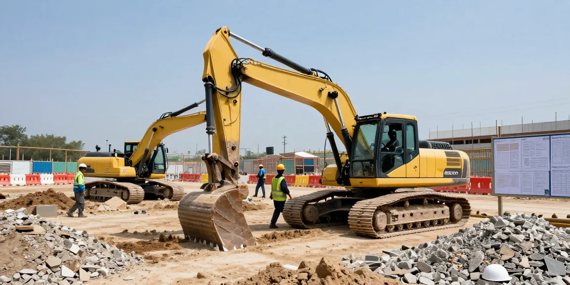 Panafrican Equipment showcased through workers operating heavy machinery at a construction site