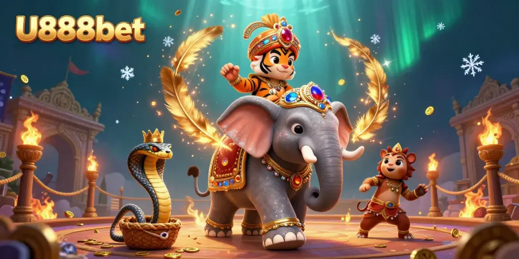 Experience exhilarating casino adventures with U888bet featuring a jeweled elephant and exciting betting elements.