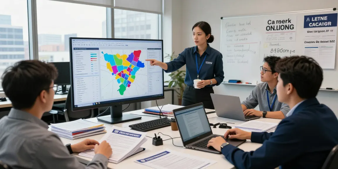 Engaged team using reverse SEO services for political campaign strategies with data analytics.
