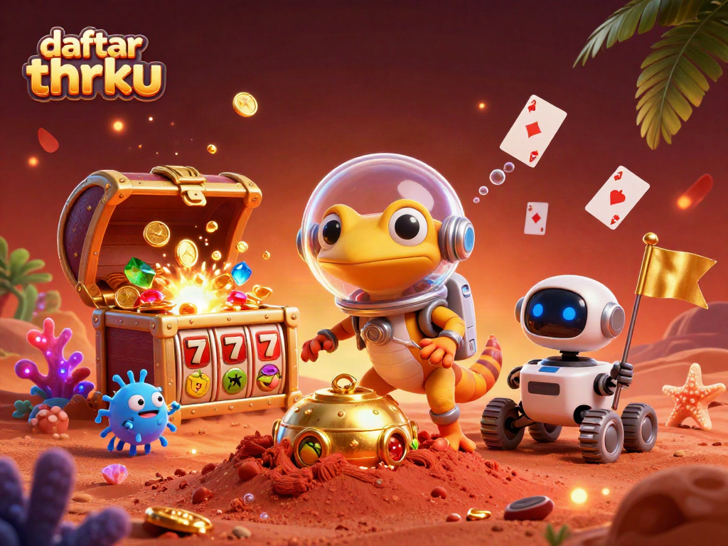 Engage in exciting gaming action at daftar thrku's dynamic 3D casino adventure with alien characters.