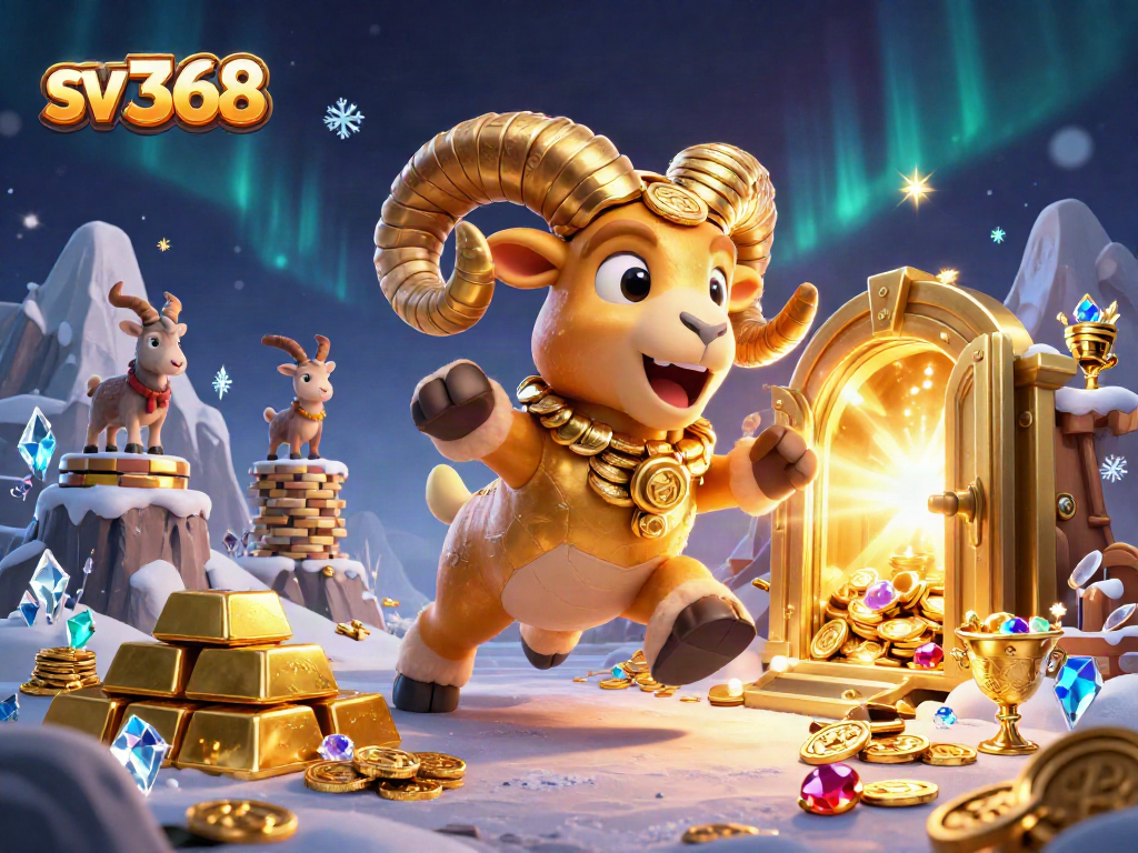 Engage with sv 368's exciting gaming realm featuring a golden ram and vibrant treasures.