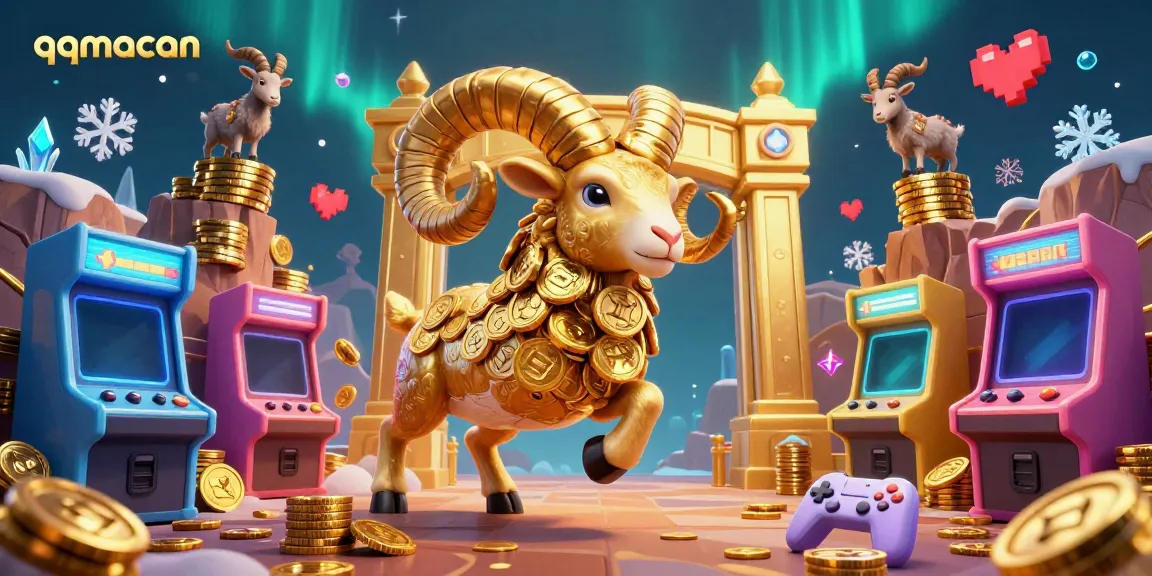 Experience thrilling gameplay with qqmacan in this vibrant 3D casino illustration, featuring a dynamic ram charging towards victory.