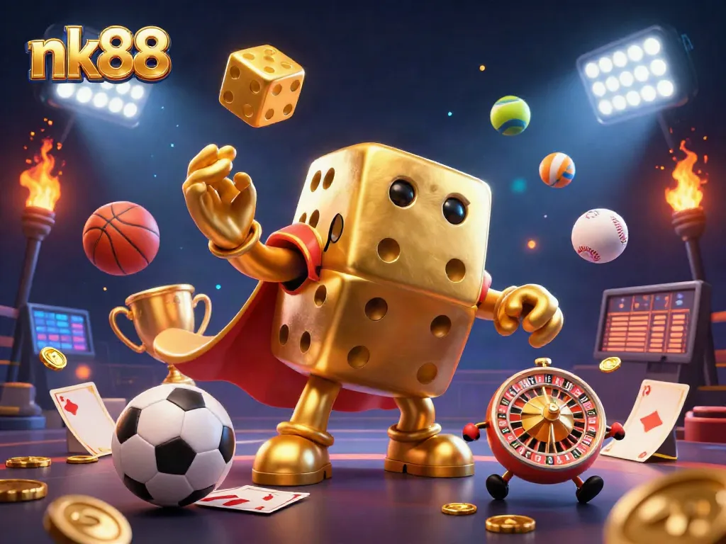 Engage with nk88's thrilling gaming experience featuring vibrant 3D casino elements.
