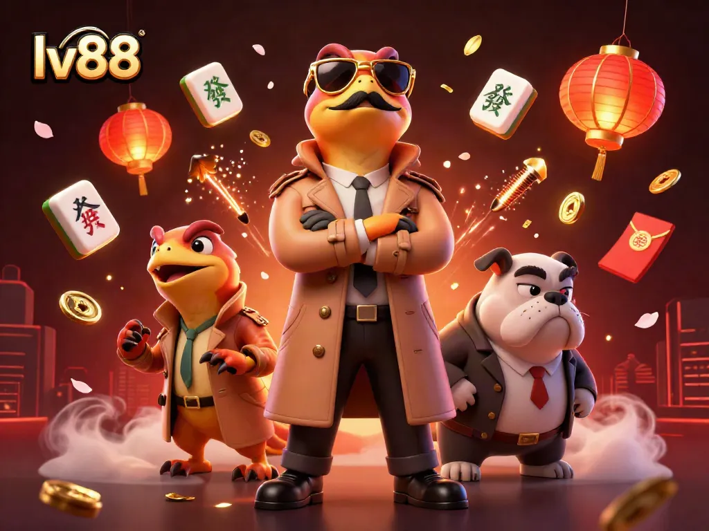 Experience thrilling action at lv88's VIP casino with raptors in a trench coat.