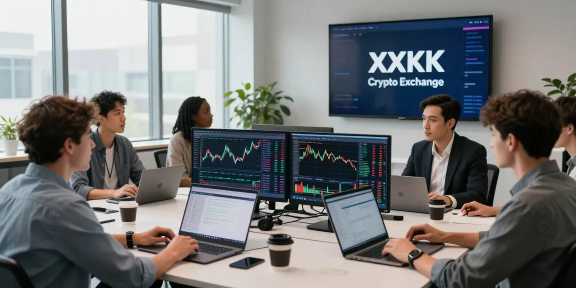 Team analyzing XXKK Crypto Exchange data in a modern office