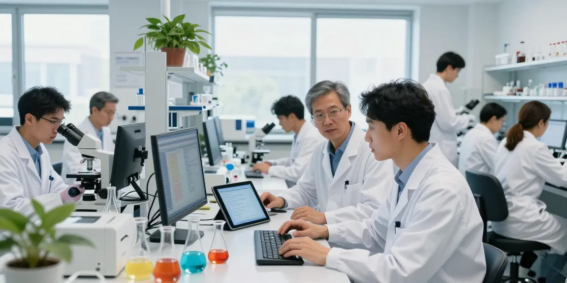 Collaboration in a research lab at https://summitresearchsupply.com with scientists analyzing data and conducting experiments.