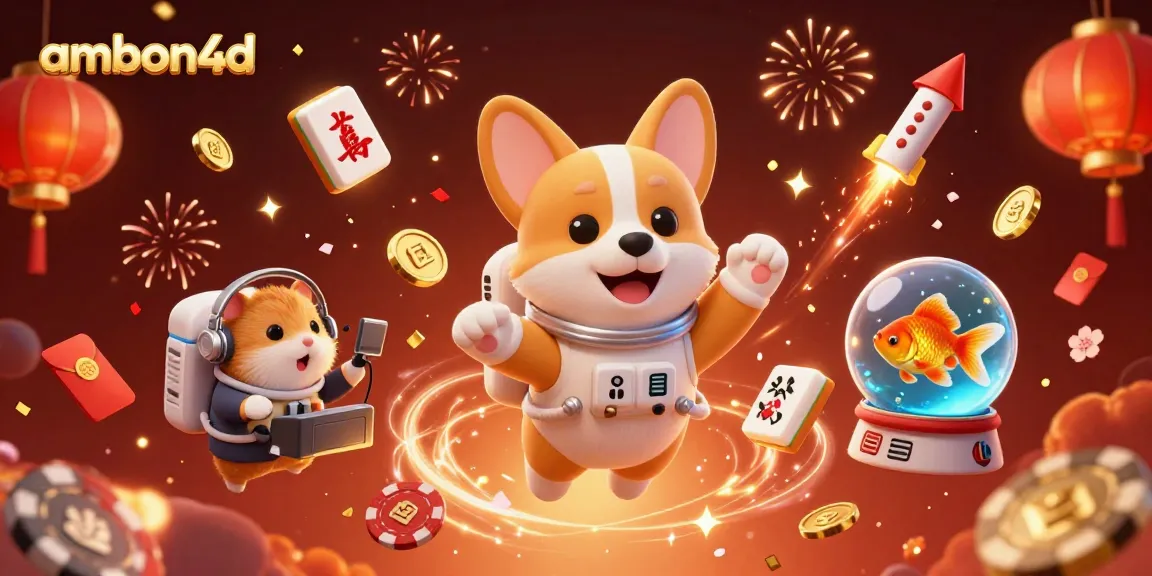 Experience the excitement of ambon4d in a vibrant casino scene with floating characters and game elements.