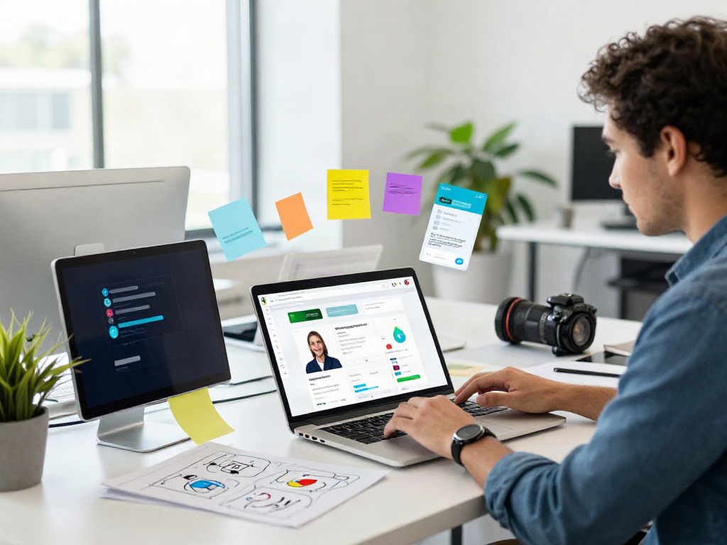 Digital marketing expert reviewing metrics for cika4d in a modern office
