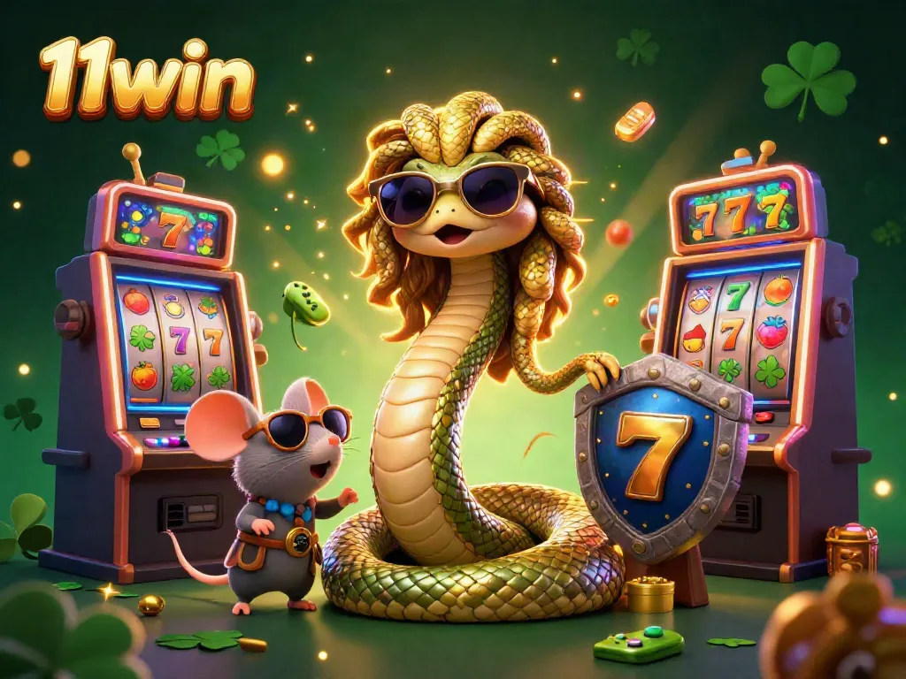 Experience the excitement of 11win with vibrant slot machines and characters in this dynamic casino scene.