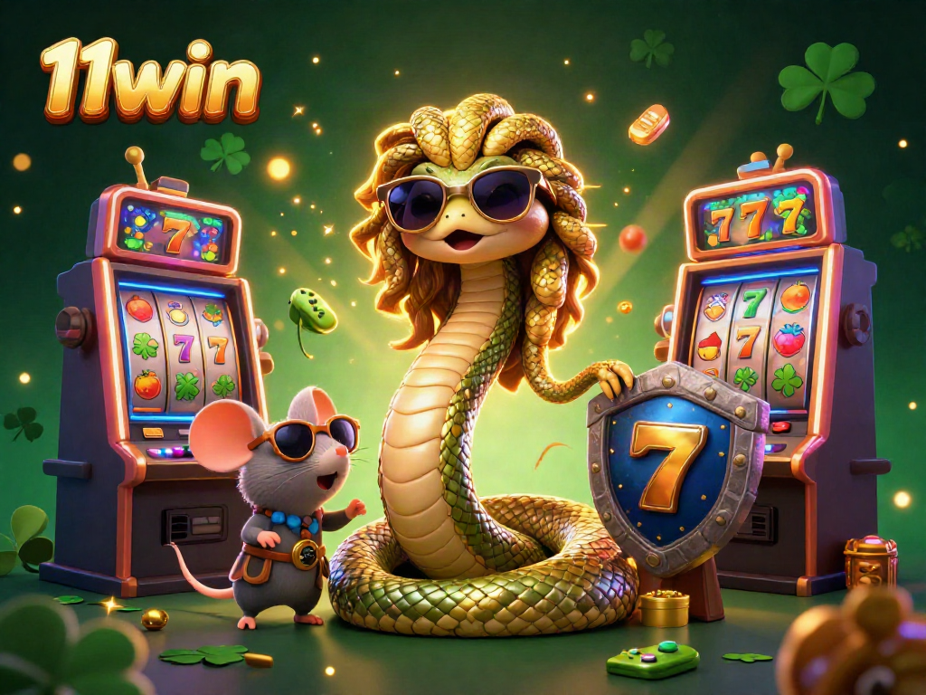 Experience the excitement of 11win with vibrant slot machines and characters in this dynamic casino scene.