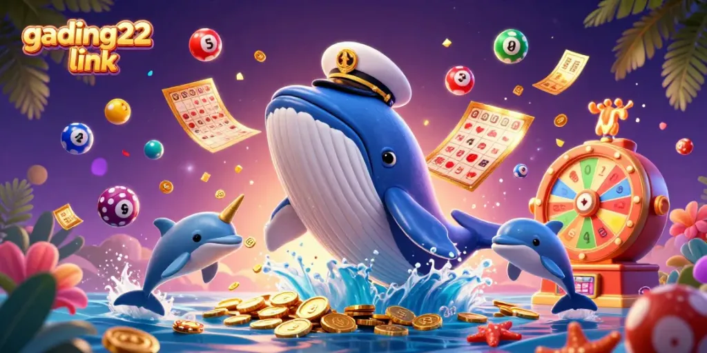 Experience the thrill of Gading22 link with a vibrant 3D casino undersea scene full of lively characters and game elements.